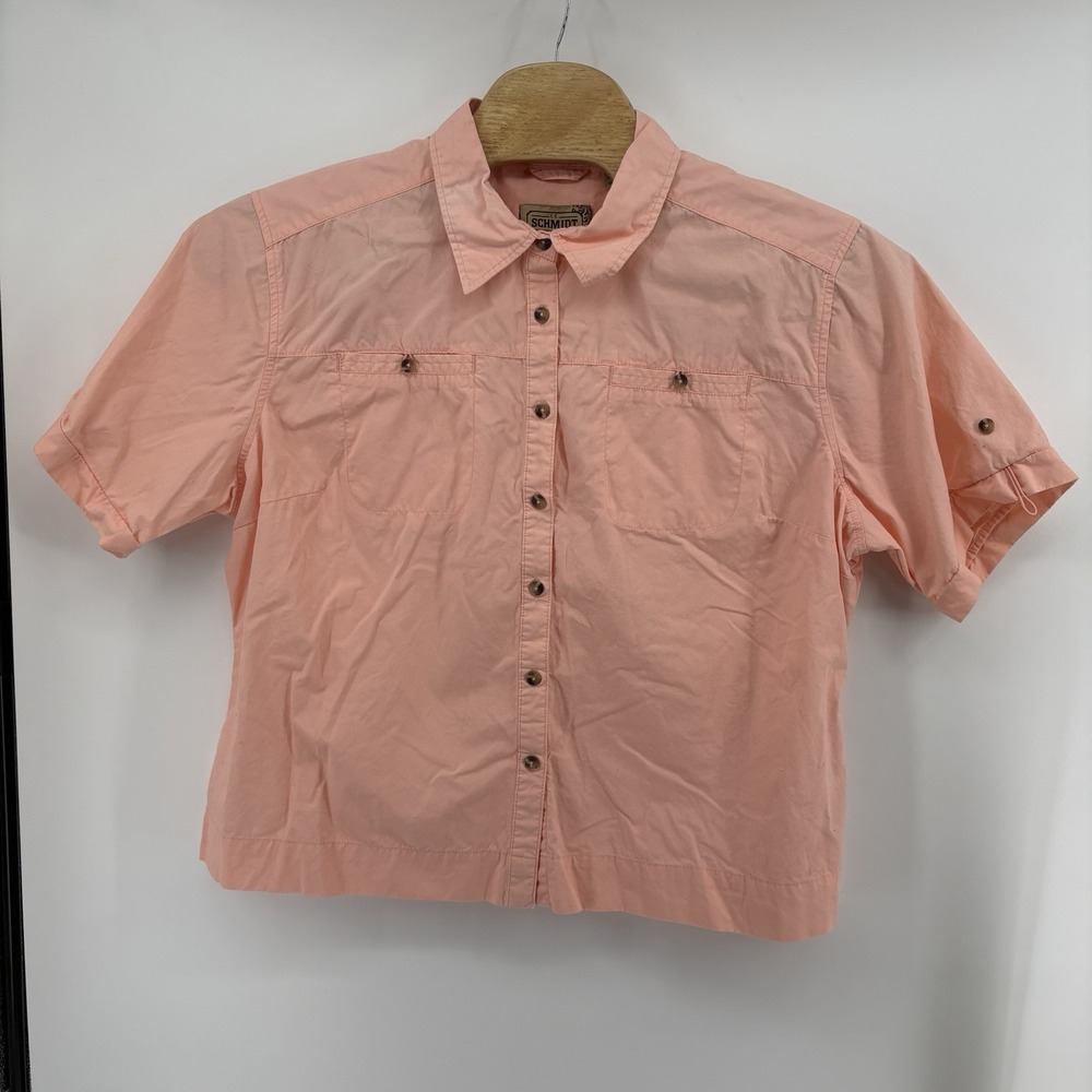 C.E. Schmidt Workwear Women's 3XL Peach Button Front Short Sleeve‎ Shirt